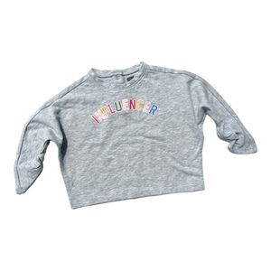 Crazy 8 Girls 2T Grey " Influencer" Ruffled Sleeves & Button Up Back Sweatshirt